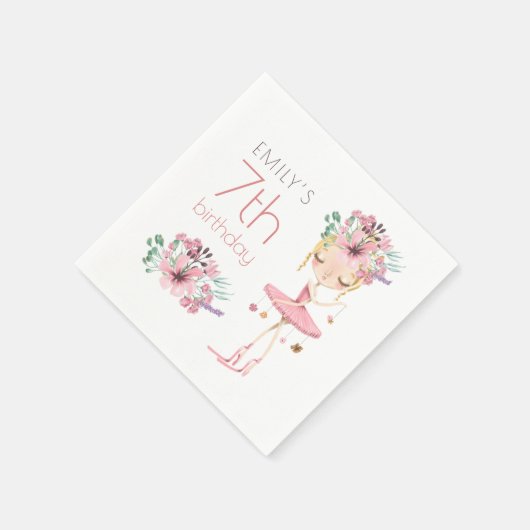 バレリお洒落ナフローラ7thバースデーパーティーガール スタンダードカクテルナプキン (角)