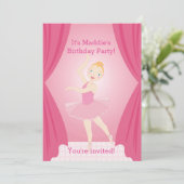 バレリかわいらしナの女の子の誕生日パーティーの招待 招待状 (スタンド正面)