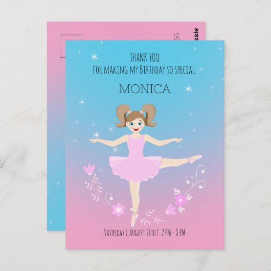 バレリかわいらしナガールバースデーパーティー ポストカード (正面/裏面)