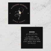 バレリかわいらしナダンススクールスタジオブラック&ホワイト スクエア名刺 (正面/裏面)