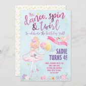 バレリかわいらしナ誕生日パーティーへの招待 招待状 (正面/裏面)