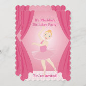 バレリかわいらしーナ·ガール·バースデーパーティーの招待 招待状 (正面/裏面)