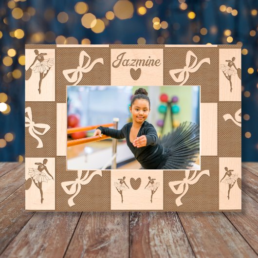 バレリエレガントナダンサーの名実付き形見 レーザー彫刻フレーム