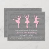 バレリエレガントナダンスバースデーパーティ招待状 招待状 (正面/裏面)