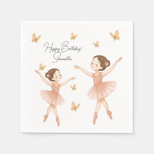バレリエレガントナバースデーパーティーペーパーナプキン スタンダードカクテルナプキン (正面)