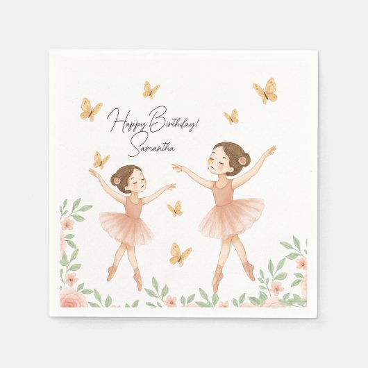 バレリエレガントナバースデーパーティーペーパーナプキン スタンダードカクテルナプキン (正面)