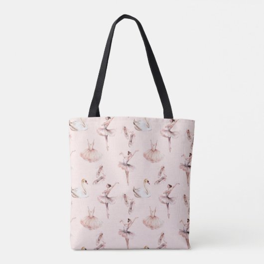 バレリエレガントナピンクバレエパーソナライズされたー名 トートバッグ (裏面)