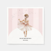 バレリエレガントナピンク誕生日 スタンダードカクテルナプキン (正面)