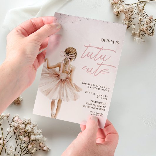 バレリエレガントナピンク誕生日 ベラム紙招待状
