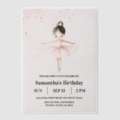 バレリエレガントナピンク誕生日 ベラム紙招待状 (正面)