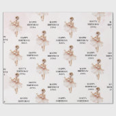 バレリエレガントナピンク誕生日 ラッピングペーパー (フラット)