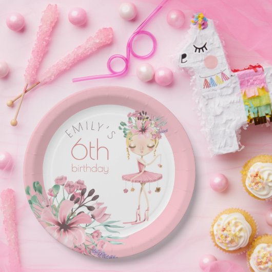 バレリエレガントナフラワーズガール6thバースデーパーティー ペーパープレート (パーティー)