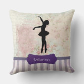バレリナのシルエットエレガントオンヴィンテージパターン クッション (裏面)