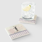 バレリナのシルエットエレガントオンヴィンテージパターン ストーンコースター (横)