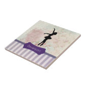 バレリナのシルエットエレガントオンヴィンテージパターン タイル (側面)