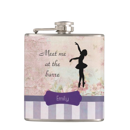 バレリナのシルエットエレガントオンヴィンテージパターン フラスク (正面)