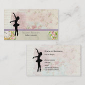 バレリナのシルエットエレガントオンヴィンテージパターン 名刺 (正面/裏面)