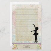 バレリナのシルエットヴィンテージパターンのライニング 便箋 (正面/裏面)