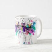 バレリナの水彩シルエット。明るいスプレー コーヒーマグカップ (正面右)
