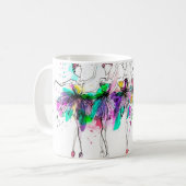 バレリナの水彩シルエット。明るいスプレー コーヒーマグカップ (正面左)