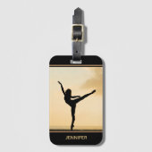 バレリナアラベスクサンセットシルエットパーソナライズされた ラゲッジタグ (正面縦)