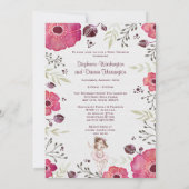 バレリナウォーターカラーグリッターポピーズベビーシャワー 招待状 (裏面)