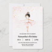 バレリナエレガントピンク誕生日招待状 招待状 (正面)