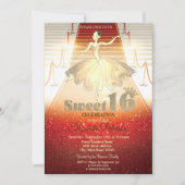 バレリナエレガントレッドカーペットスウィート16 招待状 (正面)
