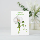 バレリナオーキッドバレエダンサー誕生日カード ポストカード (スタンド正面)