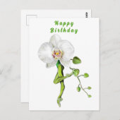 バレリナオーキッドバレエダンサー誕生日カード ポストカード (正面/裏面)