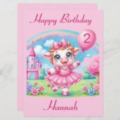 バレリナカウカスタマイズ可能な誕生日カード (正面/裏面)