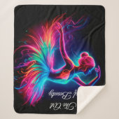 バレリナカラフルネオンアートボヘミアン美しいダンサー シェルパブランケット (正面)