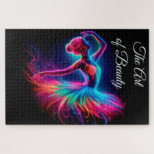 バレリナカラフルネオンアートボヘミアン美しいダンサー ジグソーパズル (横)