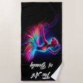 バレリナカラフルネオンアートボヘミアン美しいダンサー ビーチタオル (正面)