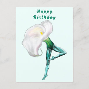 バレリナカラリリレバレエダンサー誕生日カード ポストカード