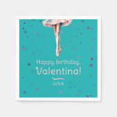 バレリナガーリーピンクツツゥスターカラフルズターコイズ スタンダードカクテルナプキン (正面)