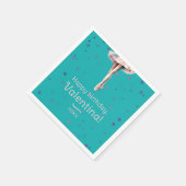 バレリナガーリーピンクツツゥスターカラフルズターコイズ スタンダードカクテルナプキン (角)