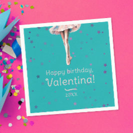 バレリナガーリーピンクツツゥスターカラフルズターコイズ スタンダードカクテルナプキン