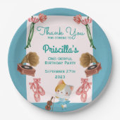 バレリナキャット子供の誕生日パーティー ペーパープレート (正面)