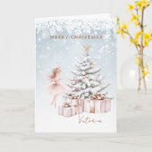 バレリナクリスマスツリーの雪片 カード (黄色い花)