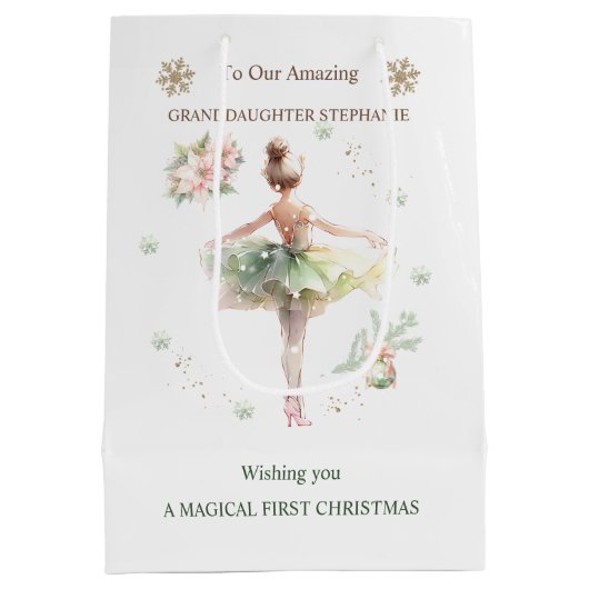 バレリナクリスマス抱き枕 ミディアムペーパーバッグ (裏面)