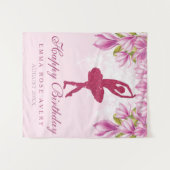 バレリナグリッターハッピーバースデータペストリ タペストリー (正面(横))