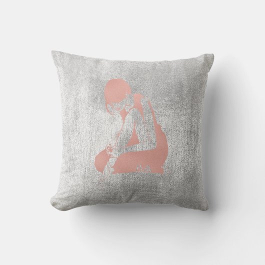 バレリナグレーグランギー金属シルバーグレーピンク クッション (正面)