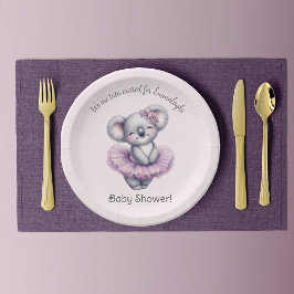 バレリナコアラツチュウワクワクドベビーガールシャワー ペーパープレート