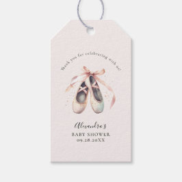 バレリナシューズピンクボウ金ゴールドベビーガールシャワー ギフトタグ