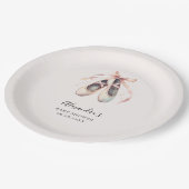 バレリナシューズピンクボウ金ゴールドベビーガールシャワー ペーパープレート (アングル)