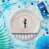バレリナシルエットオンヴィンテージパターン誕生日 ペーパープレート (パーティー)