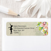 バレリナシルエットオンヴィンテージフローラデザイン ラベル (インサイチュ)