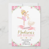 バレリナスワンツチュキュート誕生日パーティの招待状 招待状 (正面)