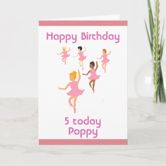 バレリナス、子供の誕生日カードに名前を追加 カード (正面)